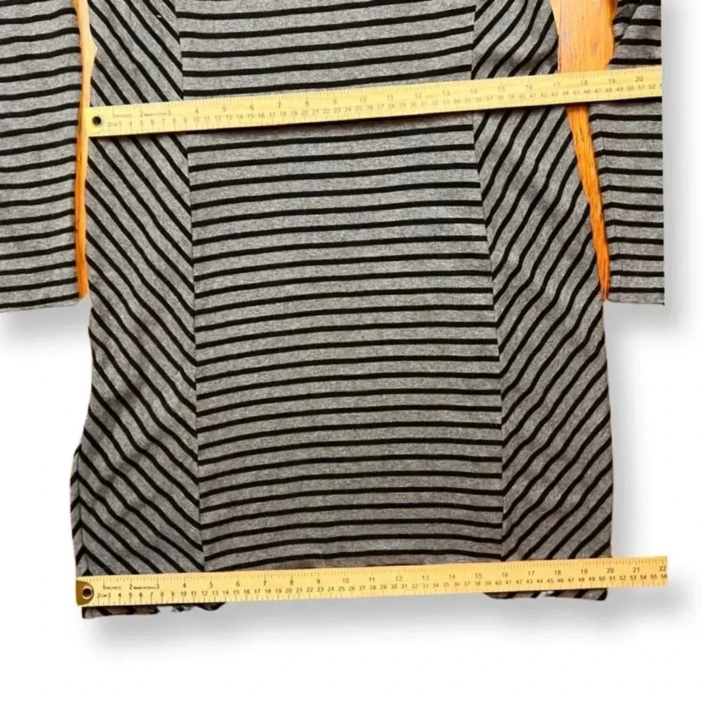 Tory Burch Gray Black Striped Mock Neck Long Sleeve Sweater Dress 30142482